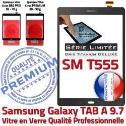 Assemblé Galaxy Tactile Grise Gris Verre Adhésif Complet A Assemblée Vitre 9.7 SM- Ecran PREMIUM TAB Supérieure TAB-A Samsung Qualité SM-T555