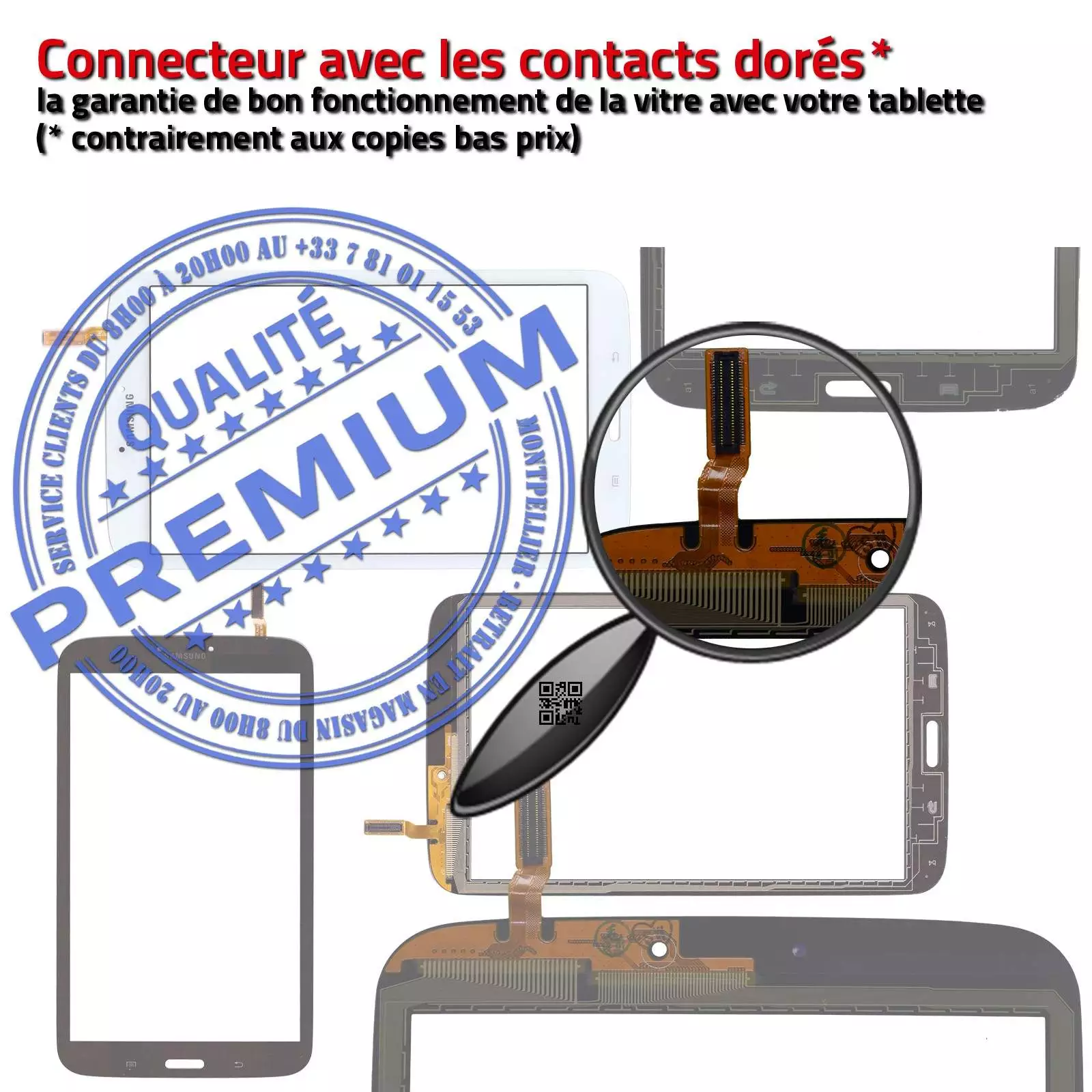 Samsung SM T3100 Galaxy TAB3 8 inch Vitre Tactile en Verre Assemblée Ecran Blanc Prémonté Qualité Supérieure PREMIUM à coller