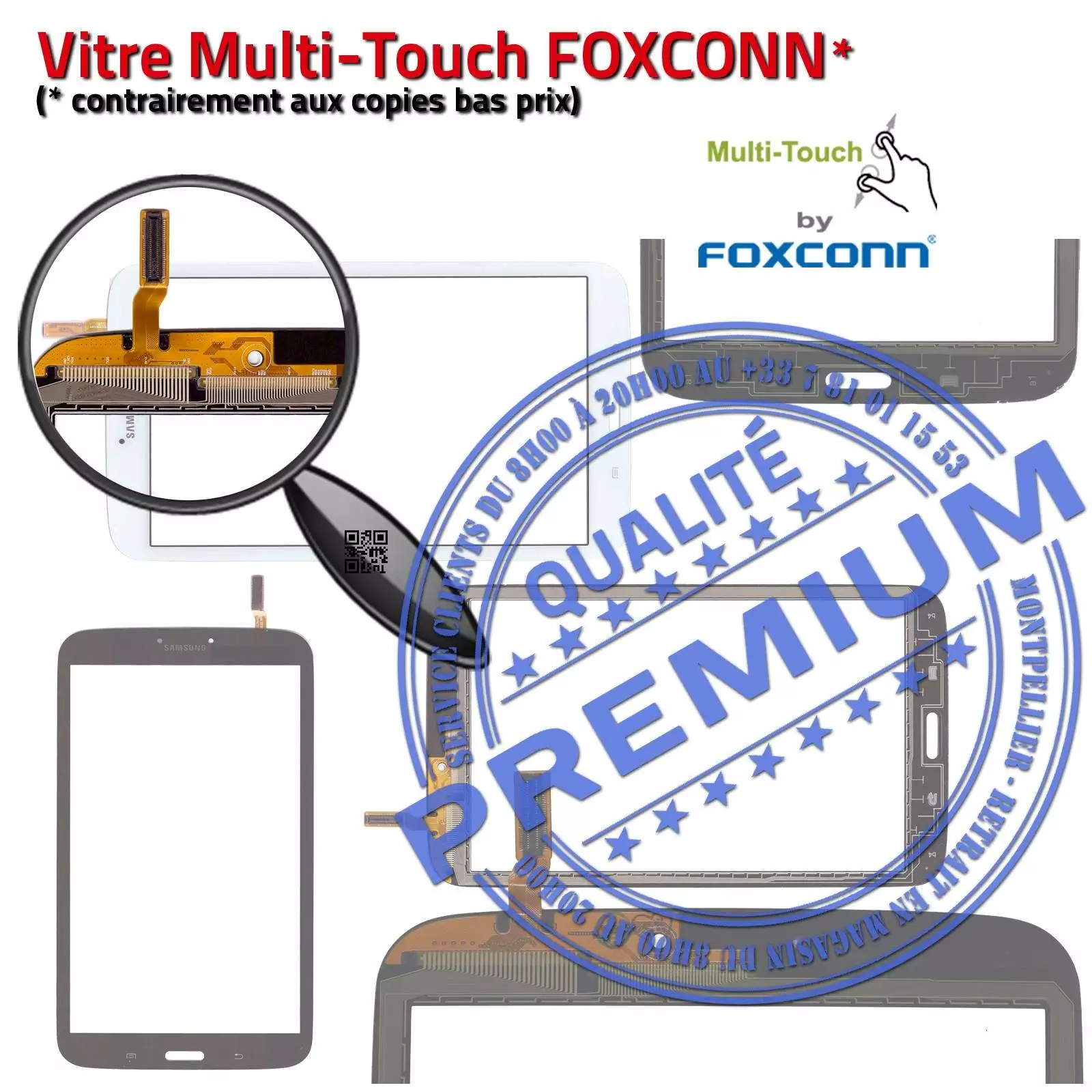 Vitre Tactile Blanche Samsung T3100 TAB3 Ecran PREMIUM Verre QUALITÉ Oléophobe