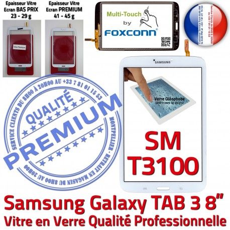 Galaxy TAB 3 SM-T3100 Blanche PREMIUM Qualité Tactile SM inch T3100 8 Blanc Verre TAB3 Supérieure Assemblée Prémonté en Vitre Ecran Samsung coller à
