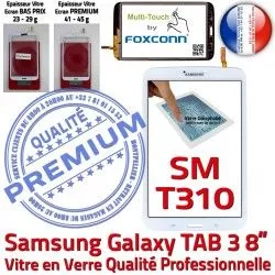 à 8 3 Prémonté SM-T310 Assemblée Verre Coller Vitre en TAB3 SM Galaxy Samsung Ecran Supérieure Blanche PREMIUM Qualité Tactile T310 TAB