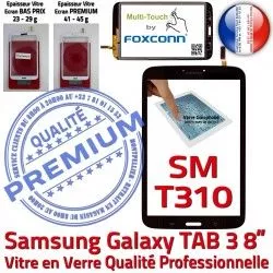 Coller Supérieure 8 SM-T310 en 3 à Vitre Galaxy Qualité TAB Ecran Assemblée Tactile Samsung Prémonté Verre T310 pouces SM PREMIUM Noire TAB3