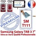 TAB3 LITE SM T111 Blanche SM-T111 Blanc Adhésif Samsung Supérieure Prémonté Tactile PREMIUM Assemblée LCD en Galaxy Verre Vitre Ecran Qualité