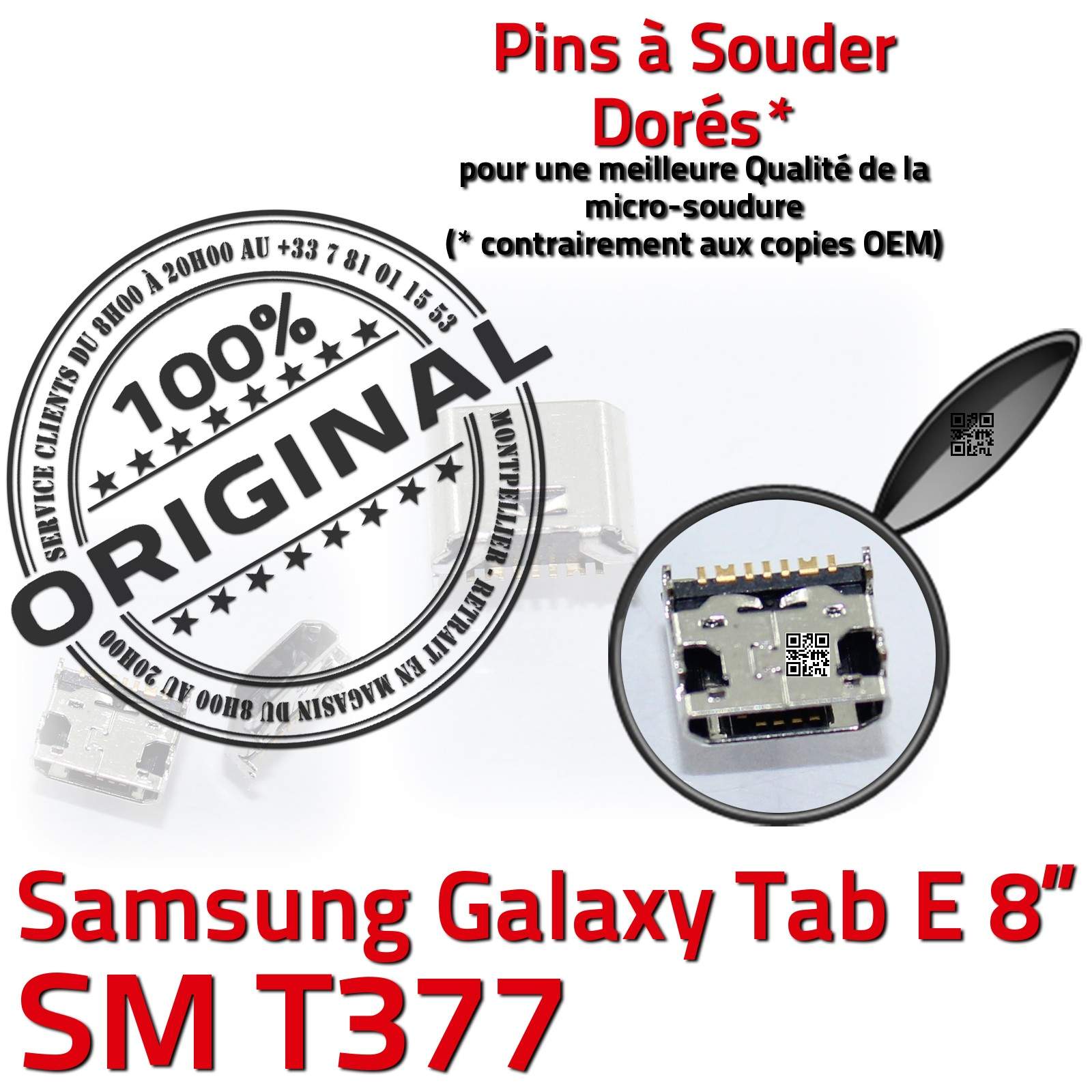 ORIGINAL Samsung Galaxy TAB E SM T377 Connecteur de charge à souder Micro USB