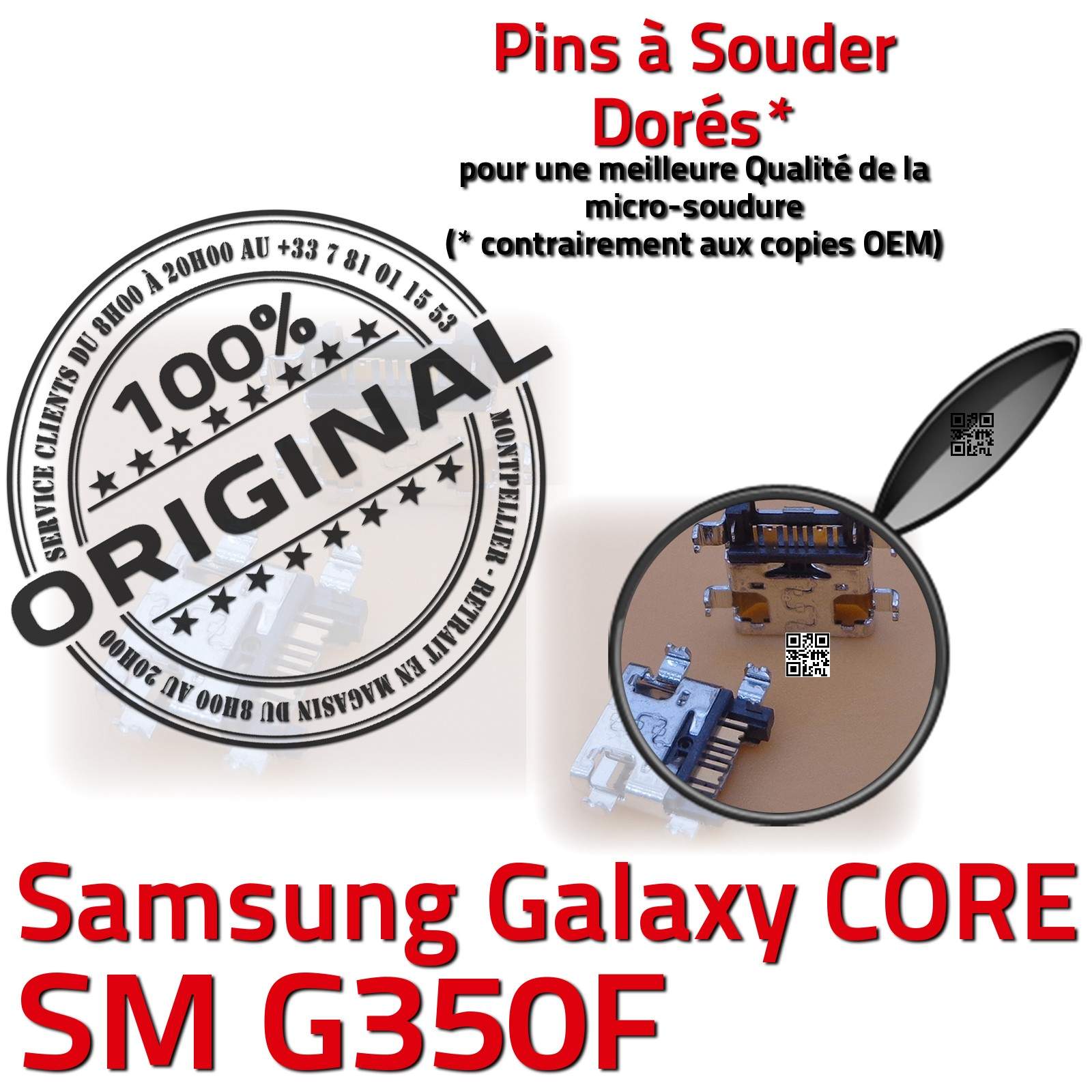 Connecteur de charge ORIGINAL Galaxy Core Plus SM-G350F Prise Fiche USB Chargeur