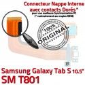Samsung Galaxy SM-T801 TAB-S Ch ORIGINAL Micro T801 Réparation TAB USB Charge OFFICIELLE Connecteur Qualité Dorés Chargeur S de SM Nappe Contacts