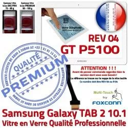 GT-P5100 10.1 2 TAB2 P5100 PREMIUM R 04 Assemblée Adhésif LCD REV GT en Qualité Prémonté Verre Galaxy Blanche TAB B Samsung Vitre Ecran Tactile