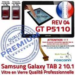 GT en LCD 10.1 04 TAB2 Prémonté P5110 Tactile Samsung Verre Noire 2 Qualité Supérieure Adhésif PREMIUM REV TAB Galaxy N R GT-P5110 Ecran Vitre