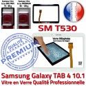 Galaxy SM-T530 Tab4 Blanche Supérieure TAB4 Écran Adhésif Verre Samsung Complet Blanc Tactile Complète Qualité PREMIUM Vitre Prémonté
