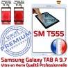 Galaxy TAB-A SM T555 Blanche Complète Tactile Adhésif PREMIUM Vitre Verre A Complet Qualité Samsung TAB SM-T555 Blanc Écran Précollé Prémonté