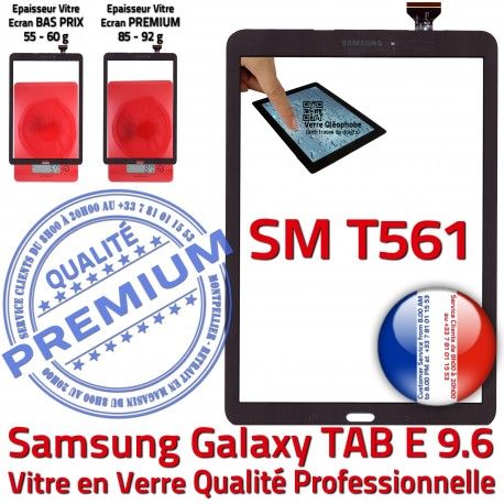 Galaxy TAB E SM-T561 Vitre Noir Tactile PREMIUM T561 Supérieure Ecran Samsung 9.6 Verre Noire Adhésif Qualité SM Assemblée TAB-E Prémonté