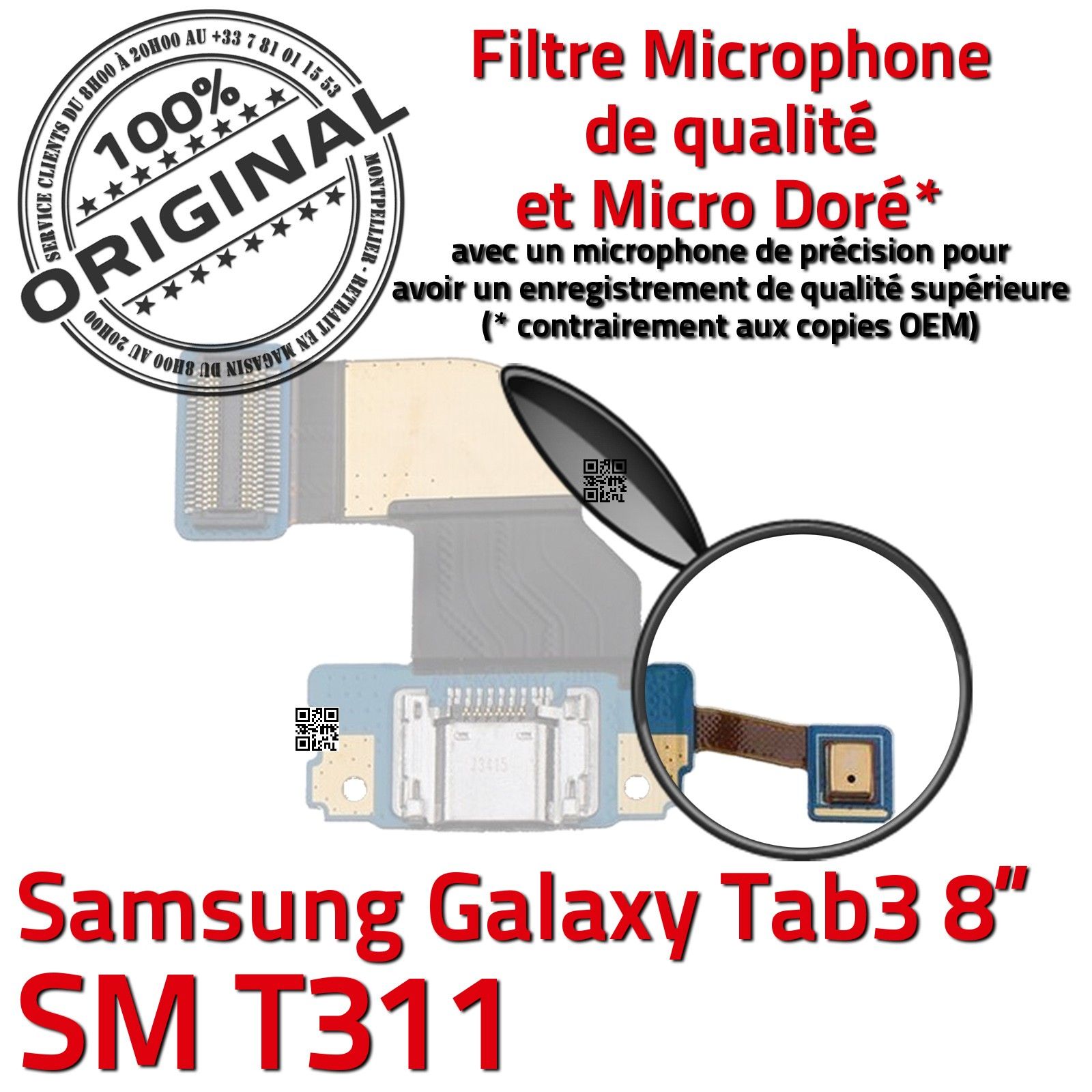 ORIGINAL Samsung Galaxy TAB3 T311 Connecteur de Charge MicroUSB Nappe Chargeur