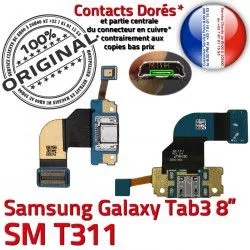 TAB Connecteur Galaxy Chargeur Contacts USB SM OFFICIELLE de Charge Samsung 3 SM-T311 MicroUSB Qualité ORIGINAL TAB3 Nappe Dorés Réparation T311 Micro