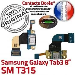 SM-T315 T315 Ch TAB SM Dorés Connecteur Nappe Réparation Samsung Chargeur OFFICIELLE TAB3 Contacts ORIGINAL de Galaxy MicroUSB Charge 3 Qualité