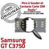 Samsung GT c3750 S SLOT Card Dorés OR Connector à SIM Contacts Prise Reader Connecteur Carte Pins ORIGINAL souder Lecteur