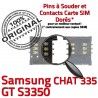 Samsung Chat 335 GT s3350 S Connecteur Reader Lecteur Dorés Prise souder ORIGINAL SIM SLOT Connector Contacts OR Pins Carte Card à