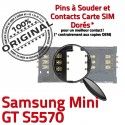 Samsung Galaxy Mini GT s5570 S Contacts OR ORIGINAL Connector Carte Reader Card Lecteur SIM SLOT Dorés souder Connecteur à Pins
