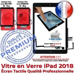 iPad Caméra 6 Vitre Ecran Tablette Verre Fixation Qualité 2018 Tactile Adhésif Bouton Nappe Oléophobe 9.7 HOME Noir Réparation Monté inch