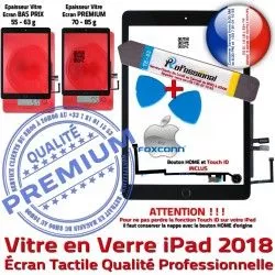 Bouton Nappe Verre Démontage Qualité Precollé inch PACK KIT Vitre iPad Oléophobe Outil HOME N Adhésif Noire 2018 9.7 Tactile Réparation PREMIUM