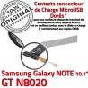 Samsung Galaxy GT-N8020 NOTE Ch GT Connecteur Charge Nappe N8020 USB Contacts Réparation Micro de OFFICIELLE Chargeur Qualité Dorés ORIGINAL