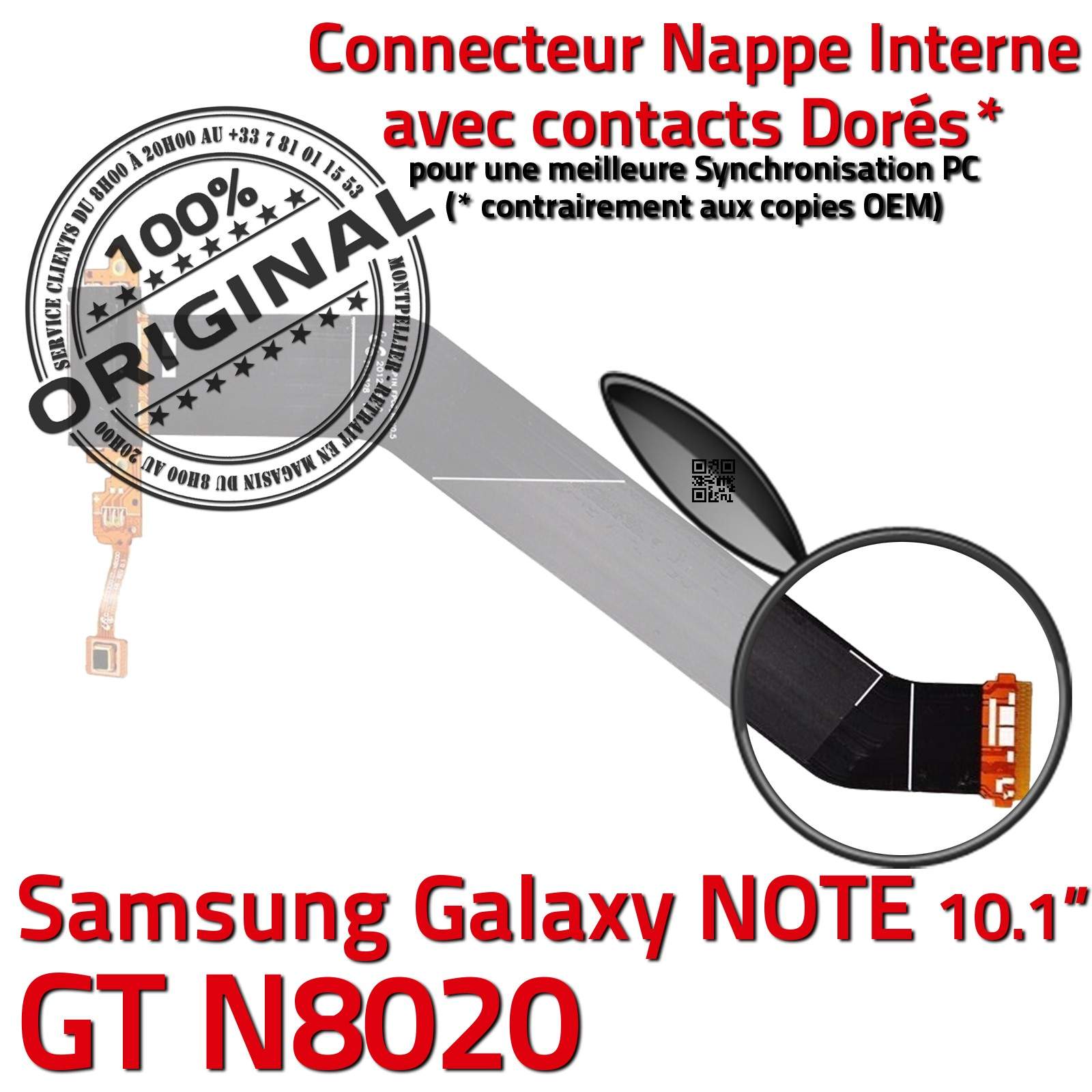 NOTE GT N8020 ORIGINAL Samsung Galaxy Connecteur de Charge Chargeur MicroUSB Nappe OFFICIELLE Qualité Contacts Dorés Réparation