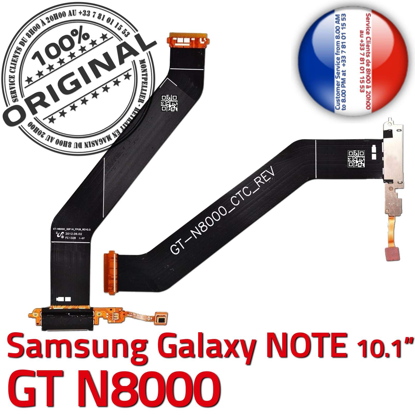 ORIGINAL Samsung Galaxy NOTE GT N8000 Connecteur de Charge Micro USB Nappe Chargeur OFFICIELLE Qualité Contacts Dorés Réparation