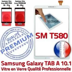 in PREMIUM Tactile Galaxy A6 Vitre Qualité 10.1 TAB SM-T580 Ecran B Blanche Verre Chocs Résistante Blanc TAB-A6 Supérieure 2016 en aux