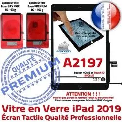 Noir IC Monté Verre Oléophobe Fixation Caméra Adhésif Tablette Ecran Qualité Réparation HOME Vitre Nappe 2019 Tactile A2197 iPad