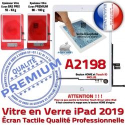 Tablette Tactile Oléophobe Qualité HOME Ecran Fixation Caméra Nappe Réparation Adhésif Vitre Monté Blanc A2198 2019 Verre iPad