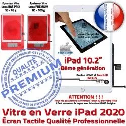 Ecran Bouton PREMIUM A2270 Verre Tactile Vitre A2430 Oléophobe Caméra B Blanc Adhésif Qualité iPad A2429 Remplacement HOME Fixation Precollé 2020 A2428