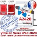 PACK iPad 2020 A2428 B KIT Outils Precollé Adhésif HOME Nappe Verre Blanche Oléophobe Qualité Tactile PREMIUM Bouton Vitre Réparation