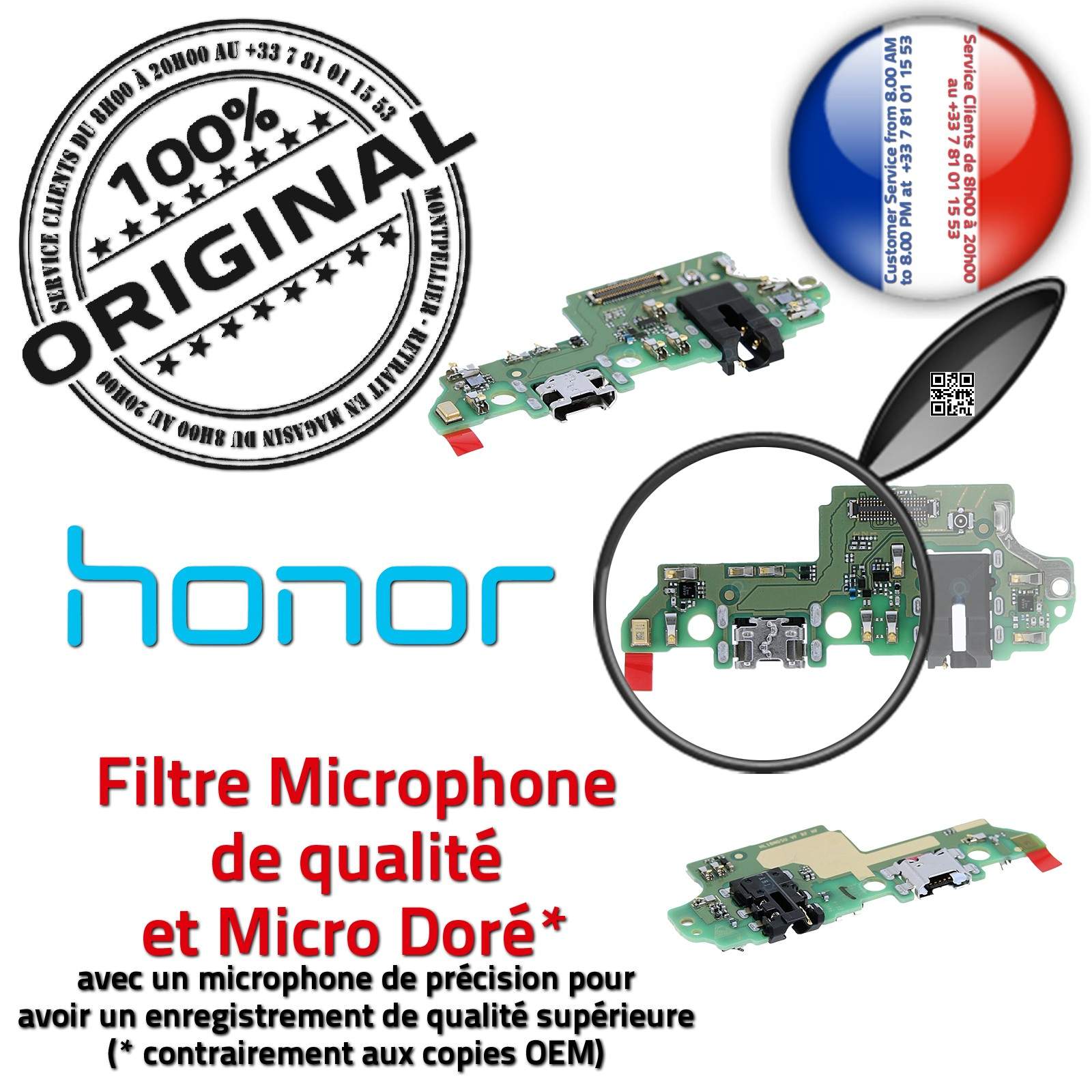 Honor 7X Connecteur de Charge ORIGINAL Dock Micro USB Nappe Prise Câble Chargeur