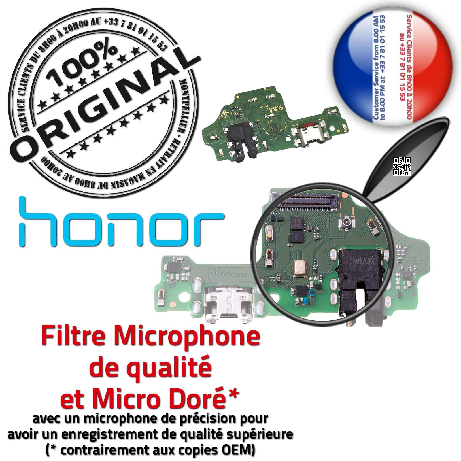 Honor 8X Charge Rapide Connecteur Micro USB ORIGINAL Nappe Prise Câble Chargeur