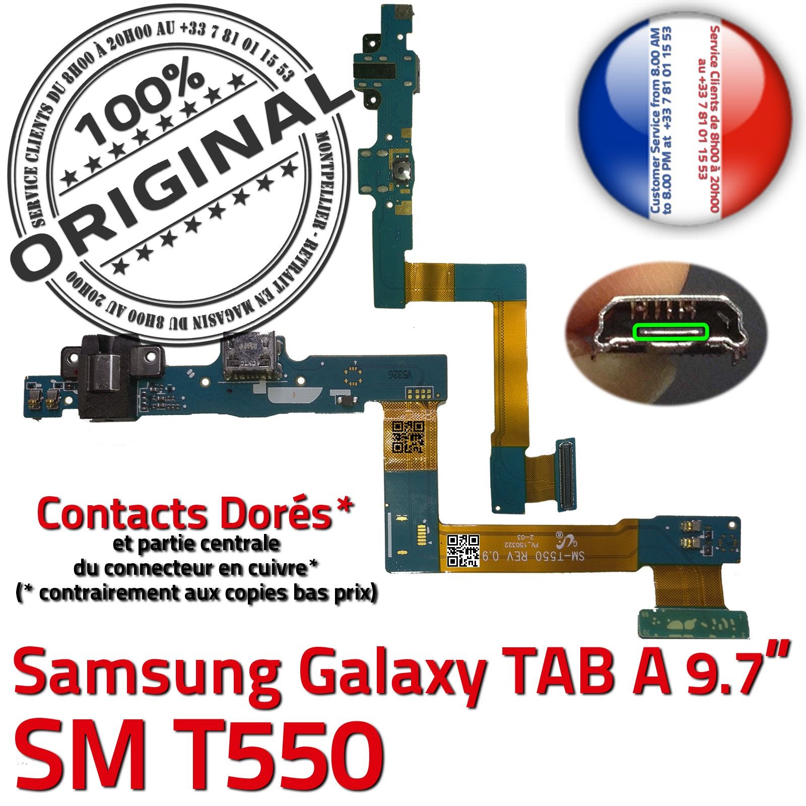 ORIGINAL Samsung Galaxy TAB A SM T550 Connecteur de Charge Chargeur Nappe Flex OFFICIELLE Réparation Haut Parleur Bouton HOME