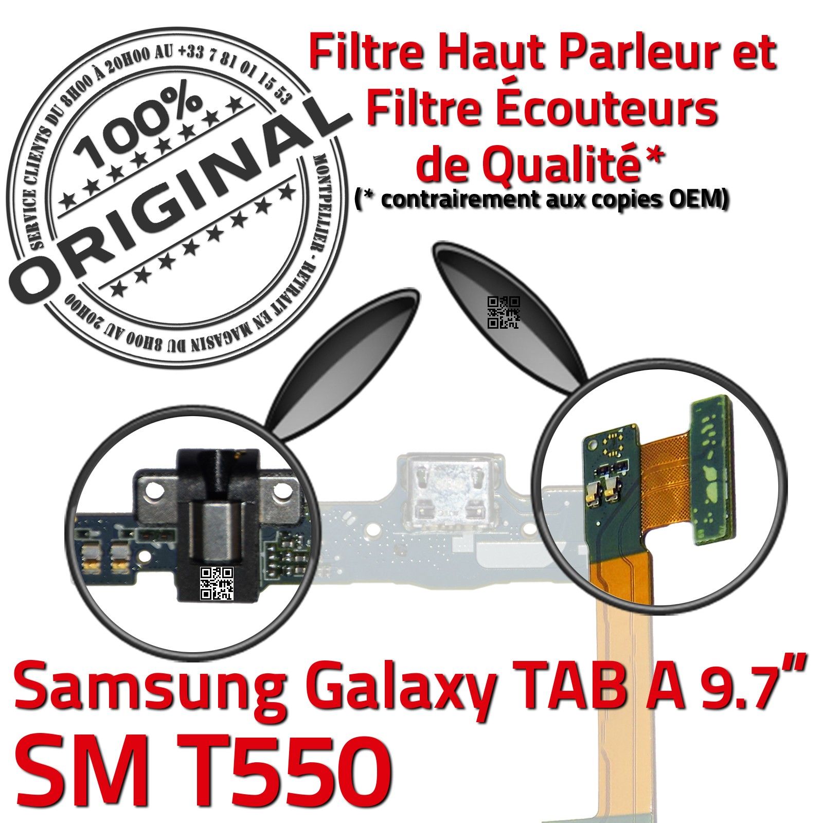 ORIGINAL Samsung Galaxy TAB A SM T550 Connecteur Charge Haut Parleur Bouton HOME