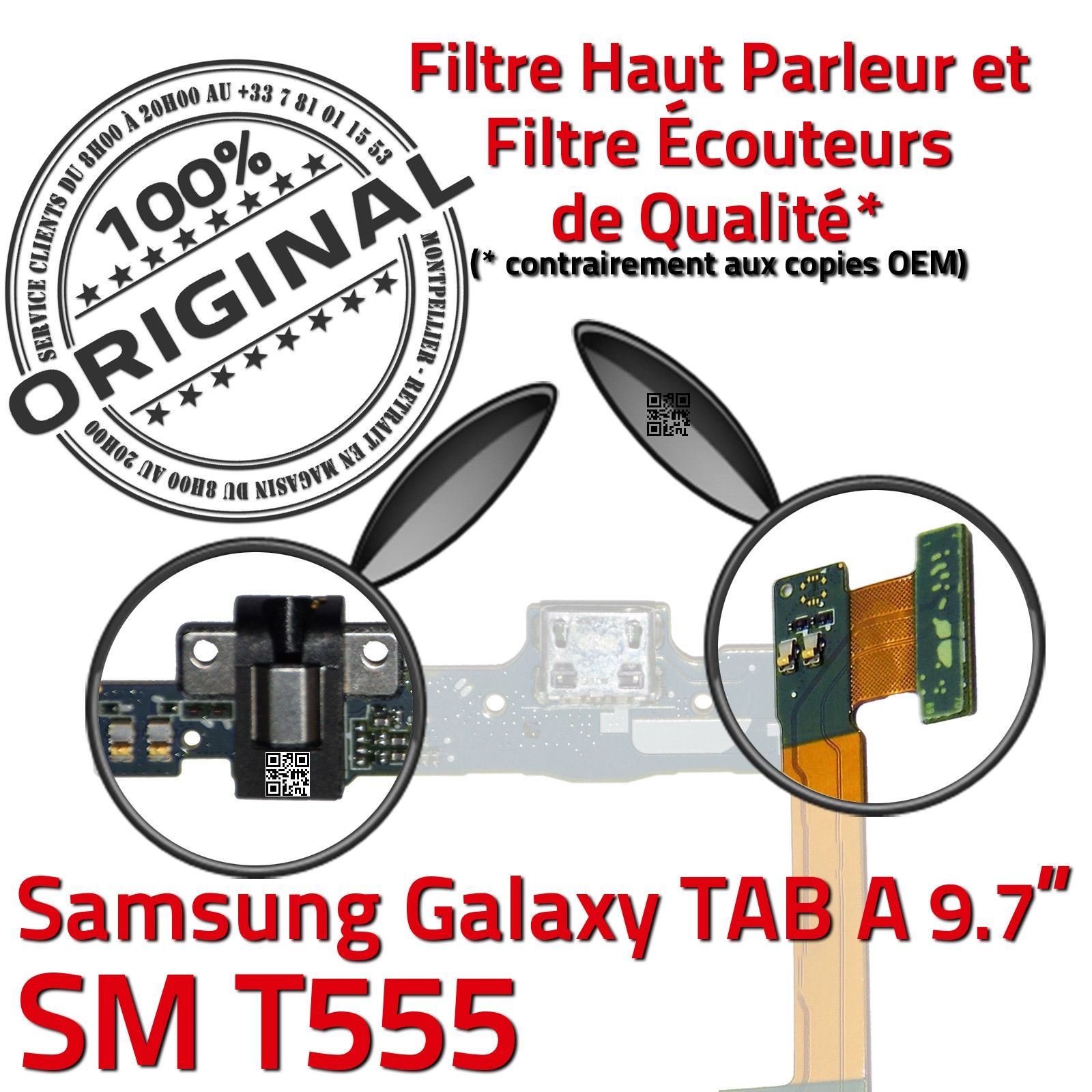 ORIGINAL TAB A SM T555 Port USB Connecteur de Charge Chargeur Prise Jack Flex PC