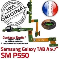 Charge OFFICIELLE Samsung Contact Micro ORIGINAL SM-P550 MicroUSB Galaxy USB Doré Réparation Chargeur P550 Connecteur SM A de TAB Nappe Qualité