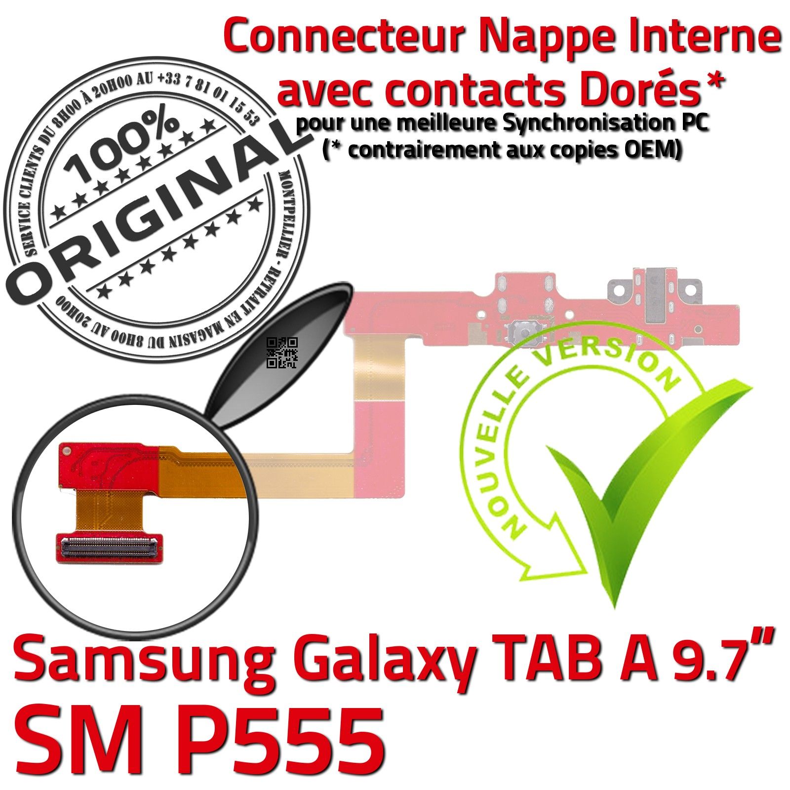 TAB A SM P555 ORIGINAL Samsung Galaxy Connecteur Charge Chargeur MicroUSB Nappe Réparation Jack Ecouteurs Casque Bouton HOME