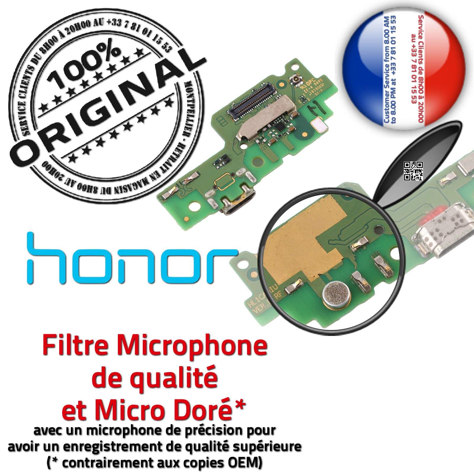 Honor 5A Connecteur de Charge ORIGINAL Téléphone Huawei USB Nappe Chargeur 