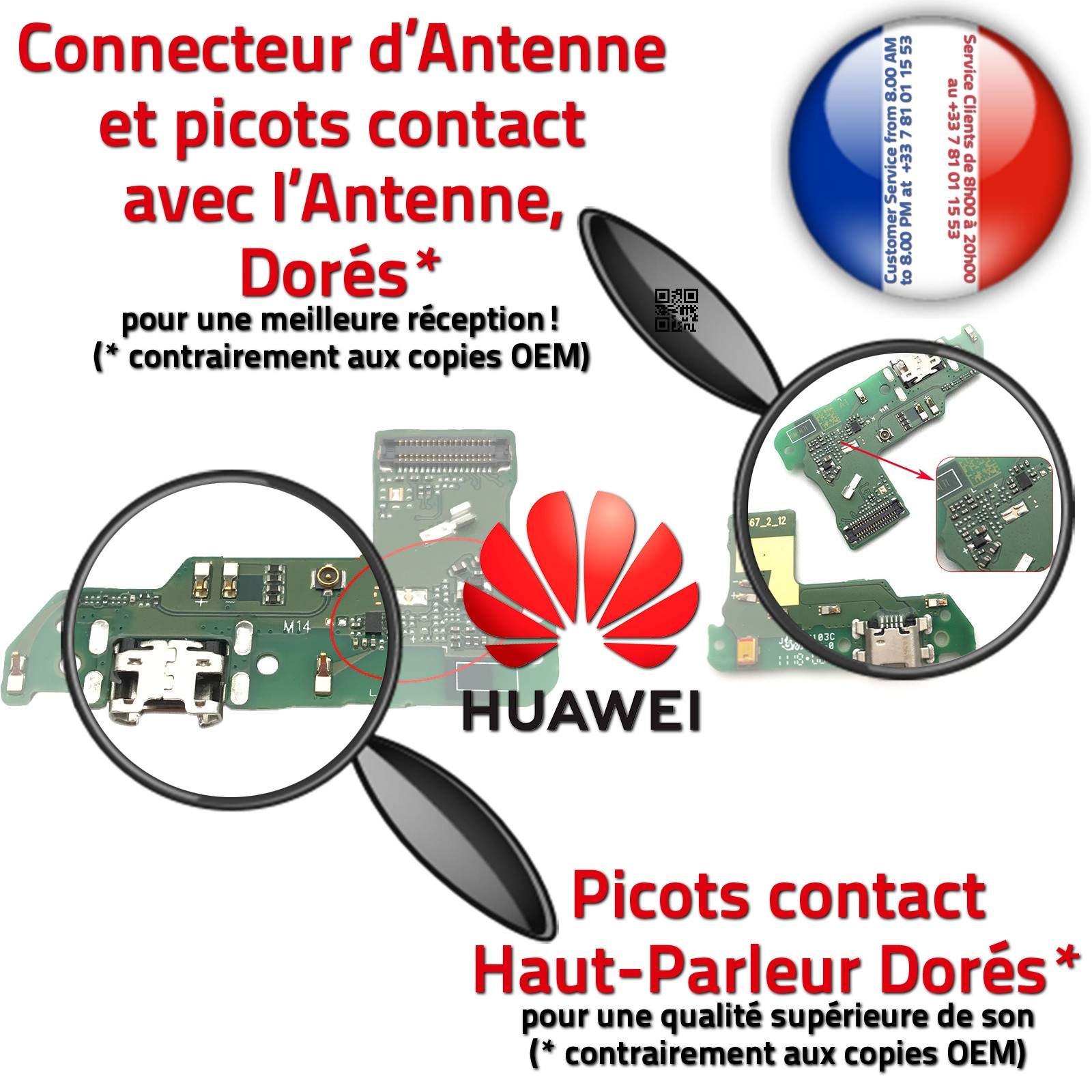 Huawei Y6 2018 Prise Branchement Chargeur Micro USB ORIGINAL PORT Nappe Charge OFFICIELLE Qualité Microphone DOCK Antenne Câble