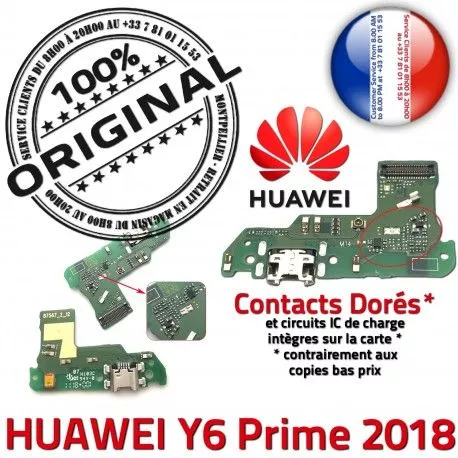 Huawei Y6 Prime 2018 Chargeur USB Nappe Câble Qualité Connecteur Antenne Prise Micro SMA ORIGINAL Rapide Charge Microphone PORT