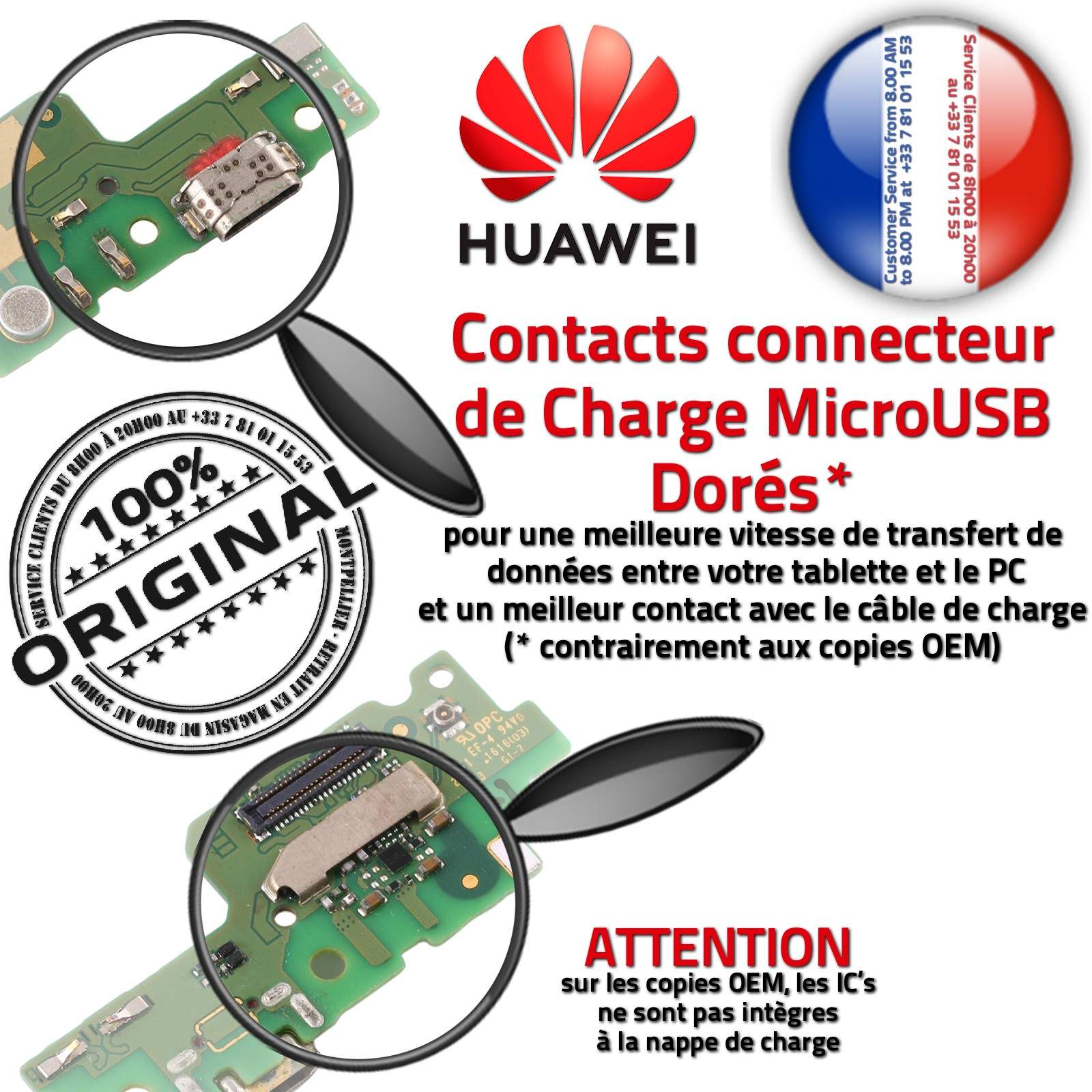 Nappe Qualité Microphone Réparation Chargeur Micro USB Origine Sonde Filtre Haut-Parleurs Téléphone AUDIO Type-C Connecteur de Charge Rapide ORIGINAL Remplacement Écouteurs Huawei Y6-2 Y6-II Réseau Antenne SMA JACK Changer Câble Prise Alimentation PORT