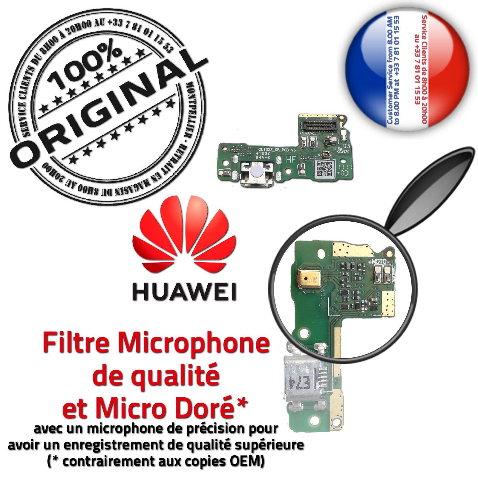 Téléphone Huawei Y6 PRO 2017 ORIGINAL Connecteur Antenne Nappe Chargeur MicroUSB