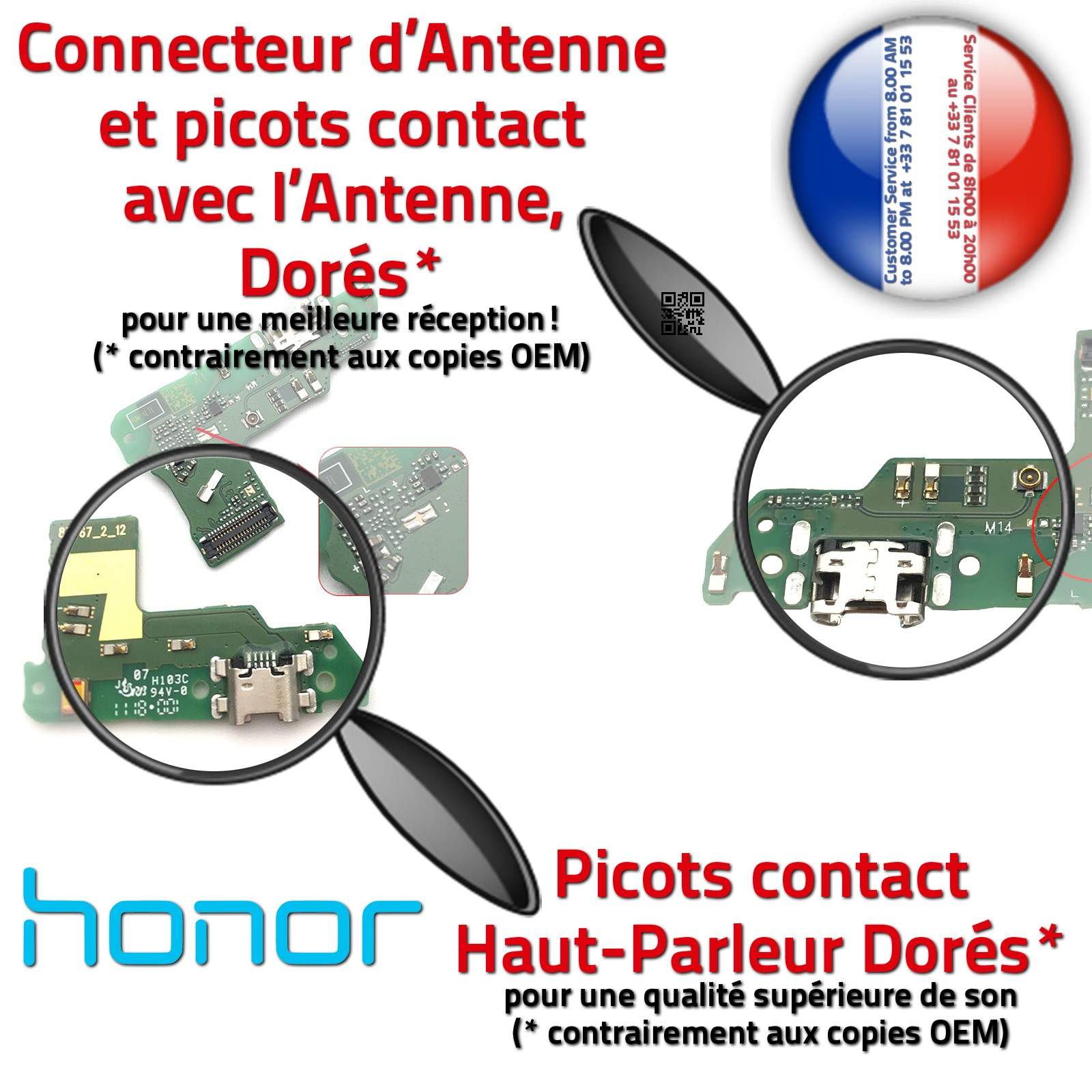 Téléphone Huawei Honor 7A PRO ORIGINAL Connecteur Antenne RESEAU Charge Prise Chargeur PORT MicroUSB Nappe OFFICIELLE Microphone