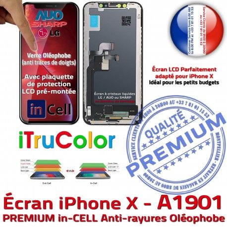 Écran Complet iPhone A1901 Cristaux Tone Apple LCD 3D SmartPhone Retina 5,8 Liquides PREMIUM HD True inCELL pouces Super Vitre