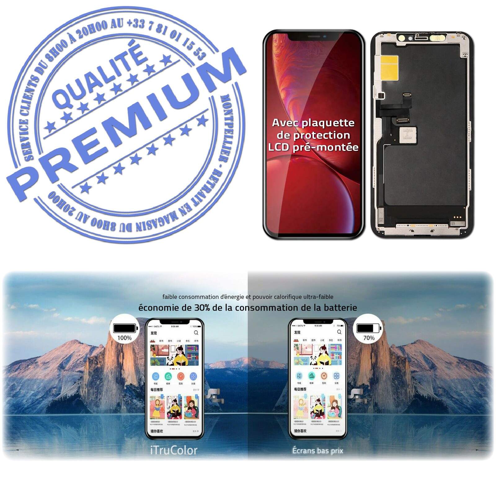 Verre Multi-Touch inCELL iPhone 11 PRO Apple LCD PREMIUM SmartPhone 3D Touch Remplacement Écran Cristaux Liquides iTruColor