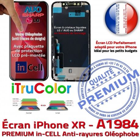 LCD sur Châssis iPhone XR A1984 PREMIUM Cristaux Tone Apple Affichage inCELL Liquides Écran in Retina 6,1 SmartPhone True Vitre