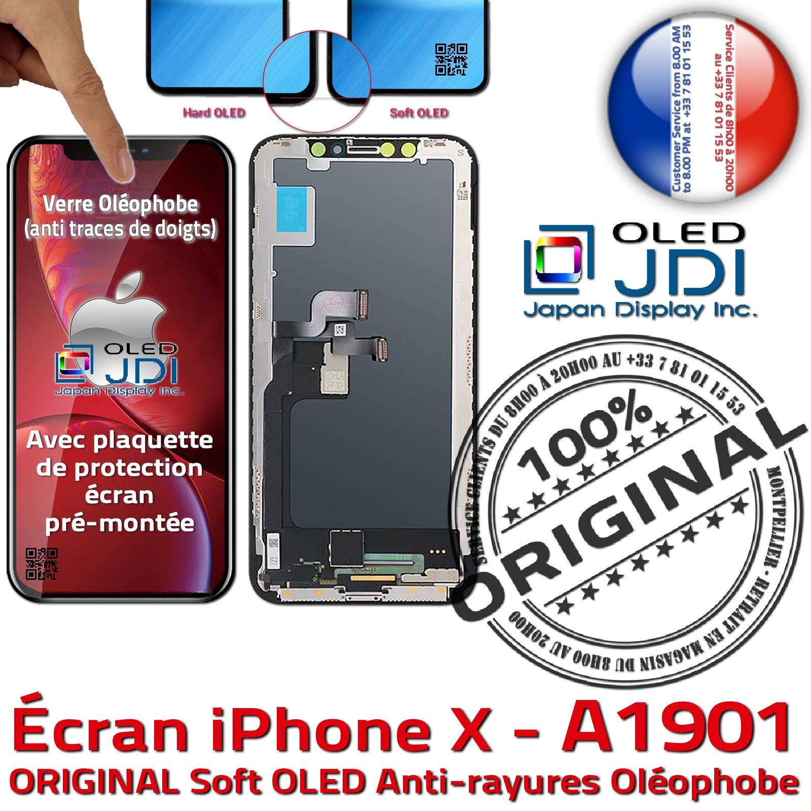 Vitre Tactile Multi-Touch soft OLED iPhone X Apple A1901 ORIGINAL