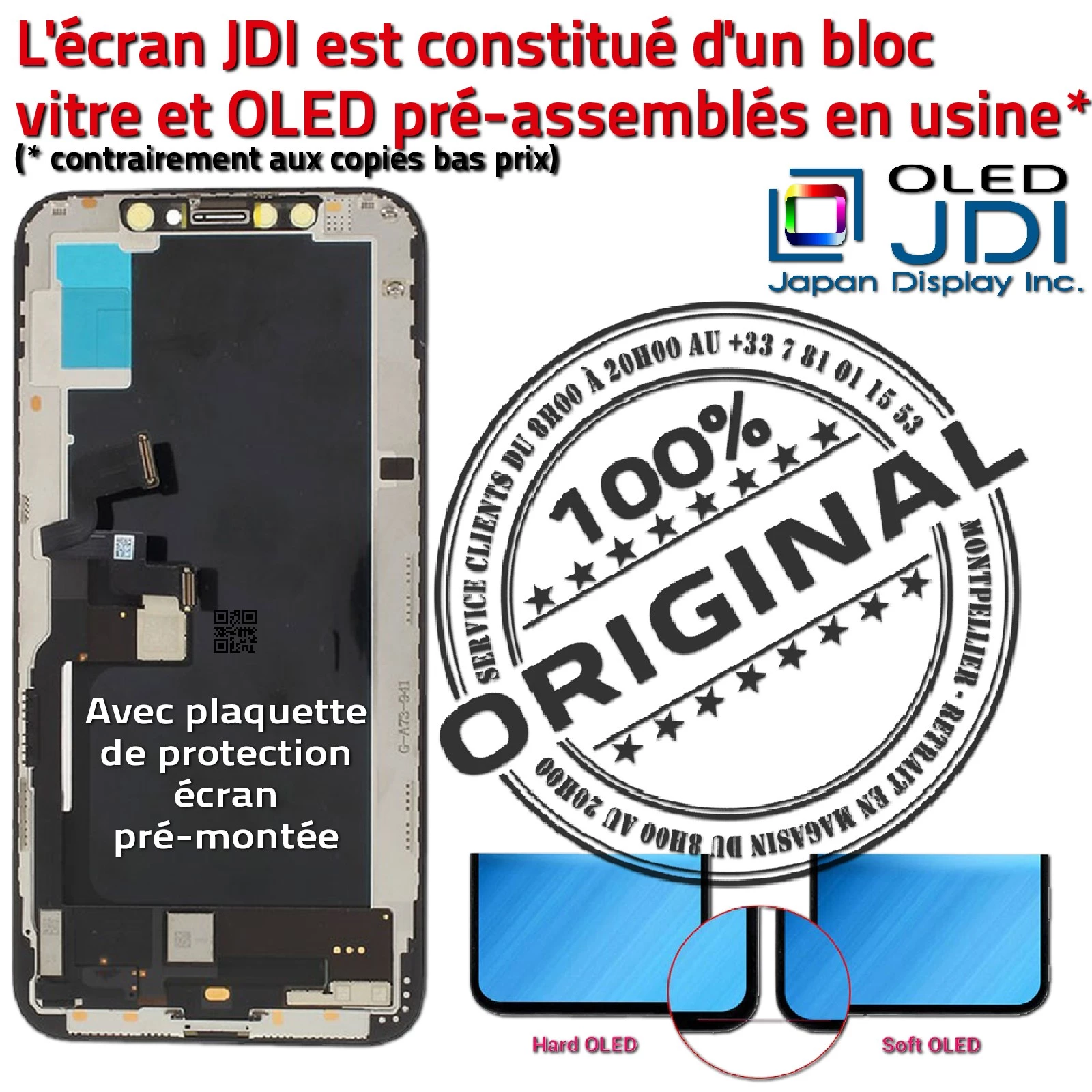 iPhone XS A1920 Écran soft OLED Apple ORIGINAL Super Retina 5,8 pouces Vitre SmartPhone Assemblée Affichage Complet True Tone