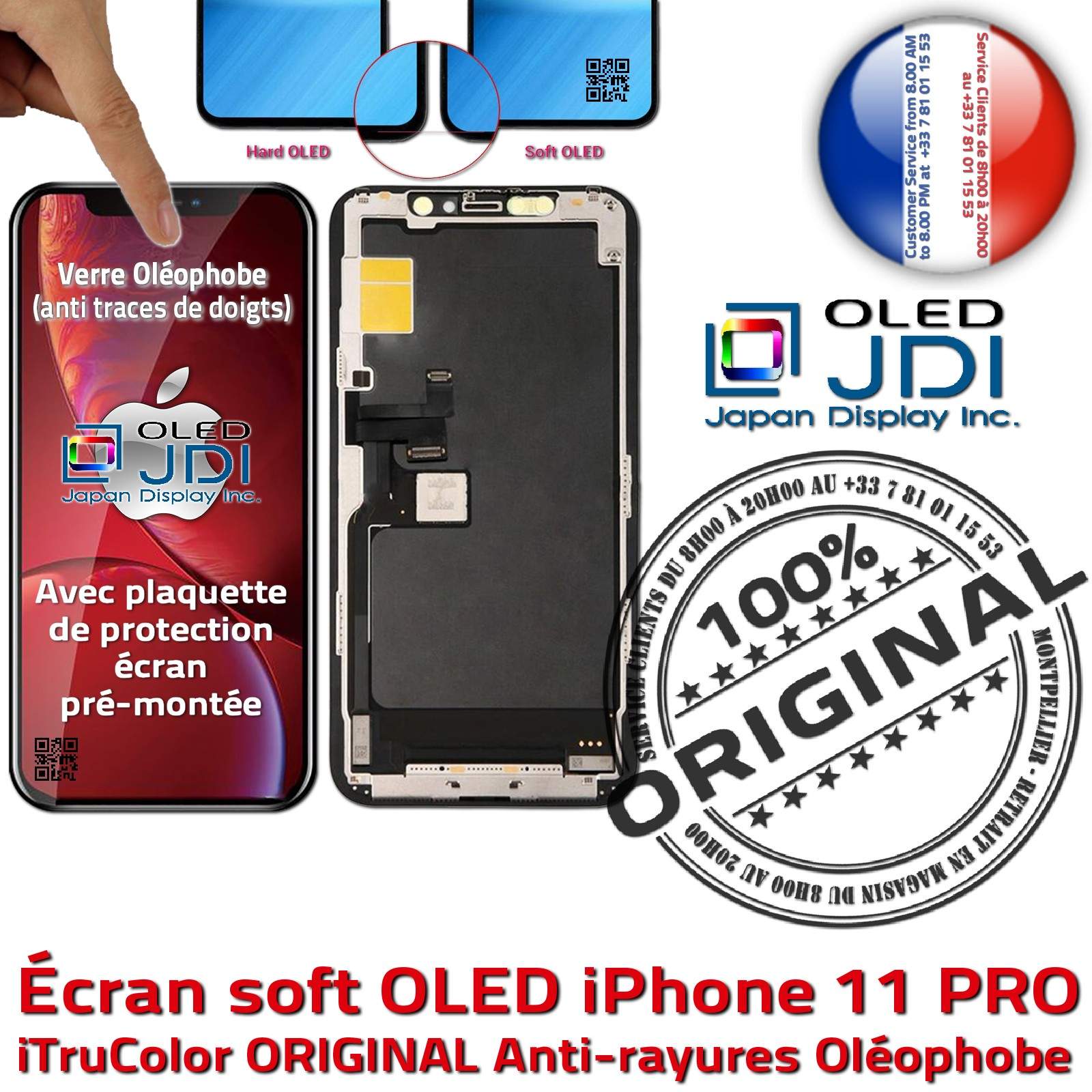 Écran soft OLED Réparation Apple iPhone 11 PRO iTruColor ORIGINAL Réparation SmartPhone 3D Touch HD Complet Super Retina 5,8 in